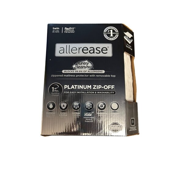 Allerease Twin Platinum Zip-Off Mattress Protector With Removable Top - Blocks A - Picture 1 of 3